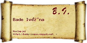 Bade Ivána névjegykártya